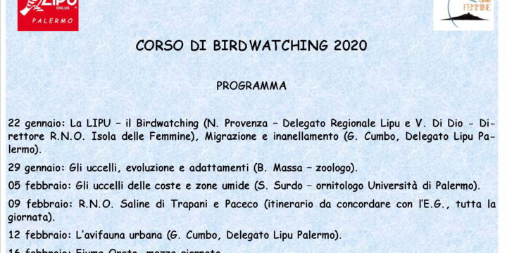 LIPU – A GENNAIO 2020 UN CORSO DI BIRDWATCHING PER CONOSCERE E PROTEGGERE LA NATURA